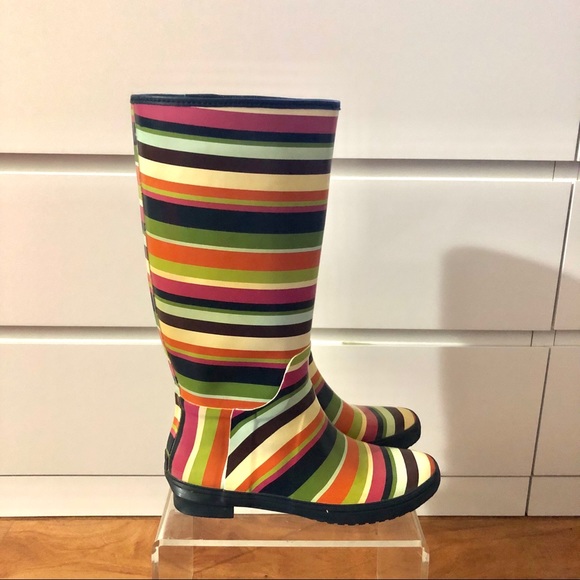 Coach Shoes - Coach “Pammie” Legacy Stripes Rainboots